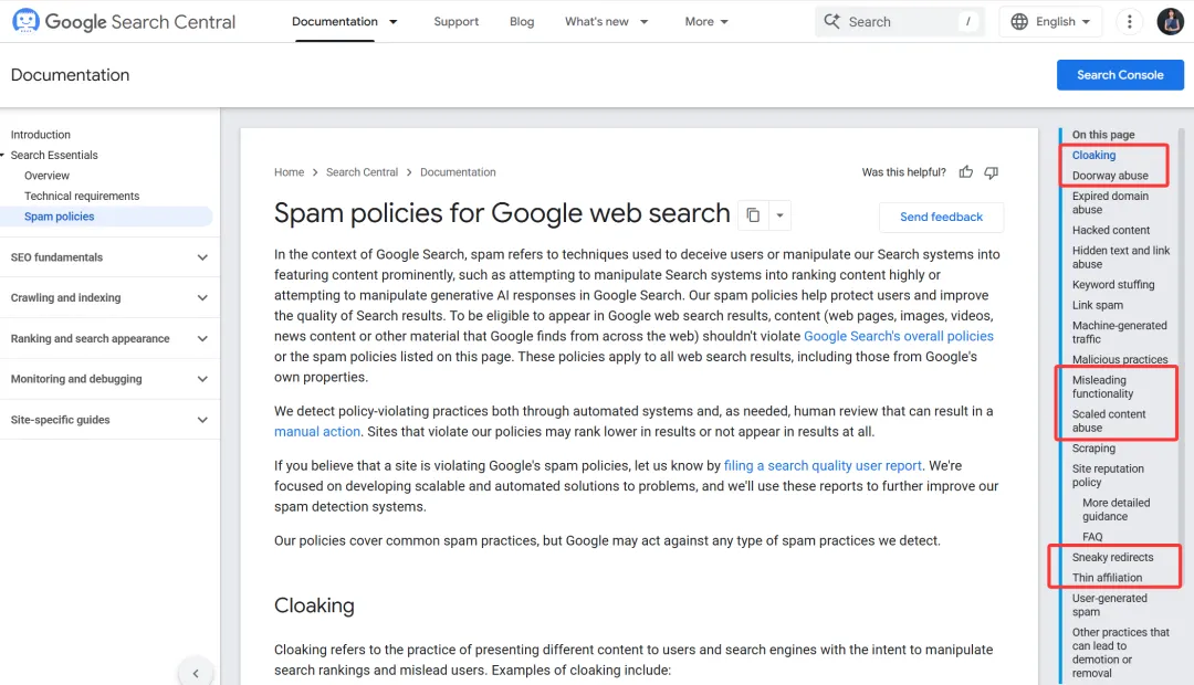 Google垃圾内容政策