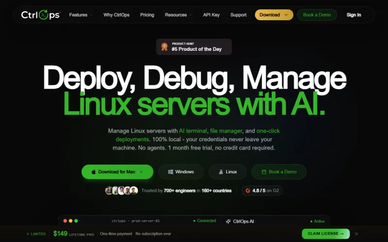 CtrlOps 官网：AI-Powered Server Management