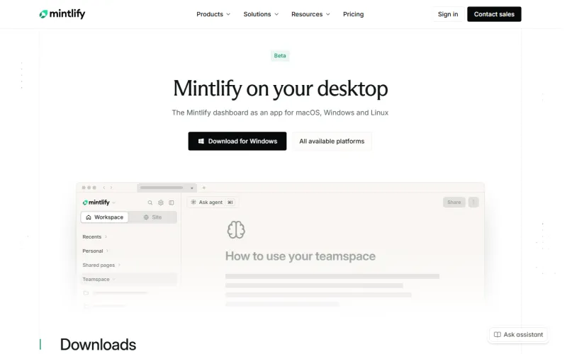 Mintlify Desktop 官网