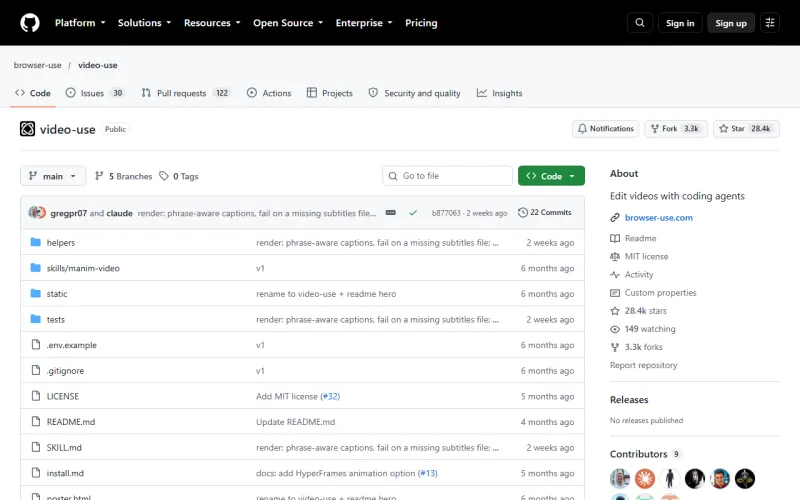 video-use GitHub 仓库